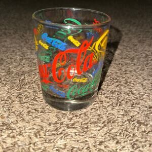 Coca Cola Multicolor Logo Glass Tumbler Vintage Style